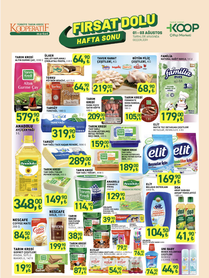 Tarım Kredi Kooperatif Market 1 Ağustos Hafta Sonu Kataloğu