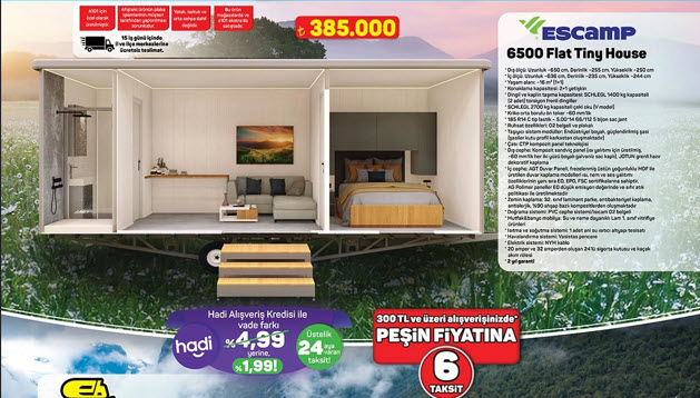 A101 20 Kasım 2025 Karavan ve Tiny House İncelemesi Escamp 6500 Flat Tiny House İncelemesi
