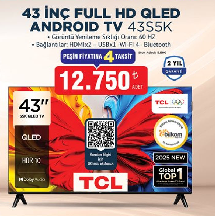 Bim 21 Kasım 2025 TCL 43” Full HD QLED Android TV (43S5K) İncelemesi